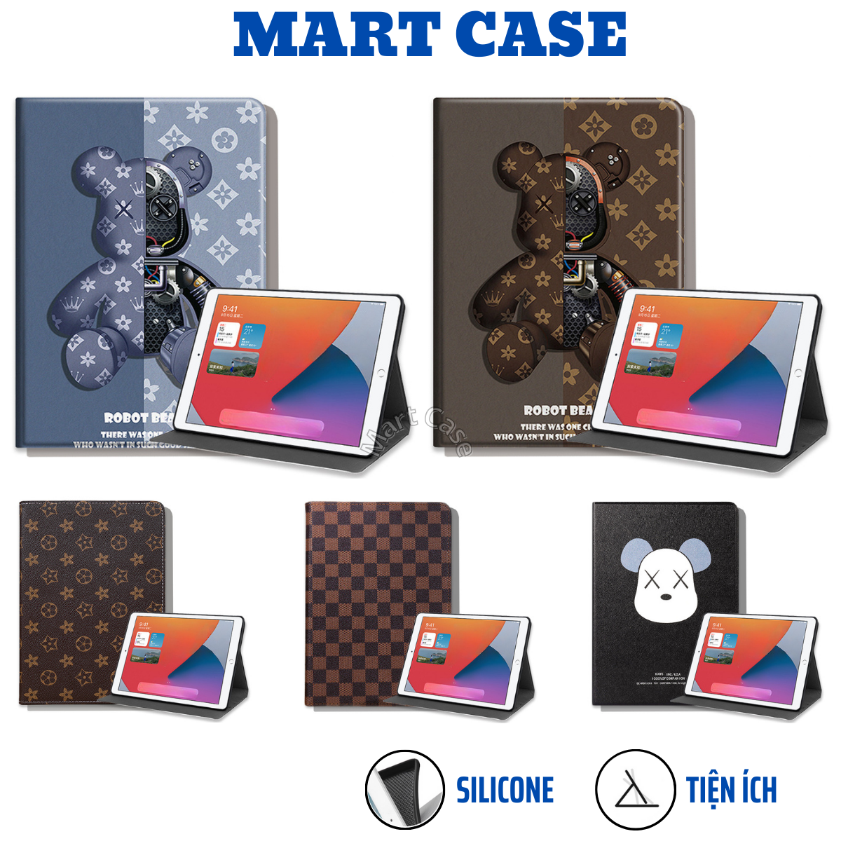 Ốp ipad Silicon Hình Gấu cute ốp ipad Air 1/2/3/4/5/6 Gen 5/6/7/8/9/10 Pro 11/9.7/10.5 Mini 1/2/3/4/5/6 - MART CASE