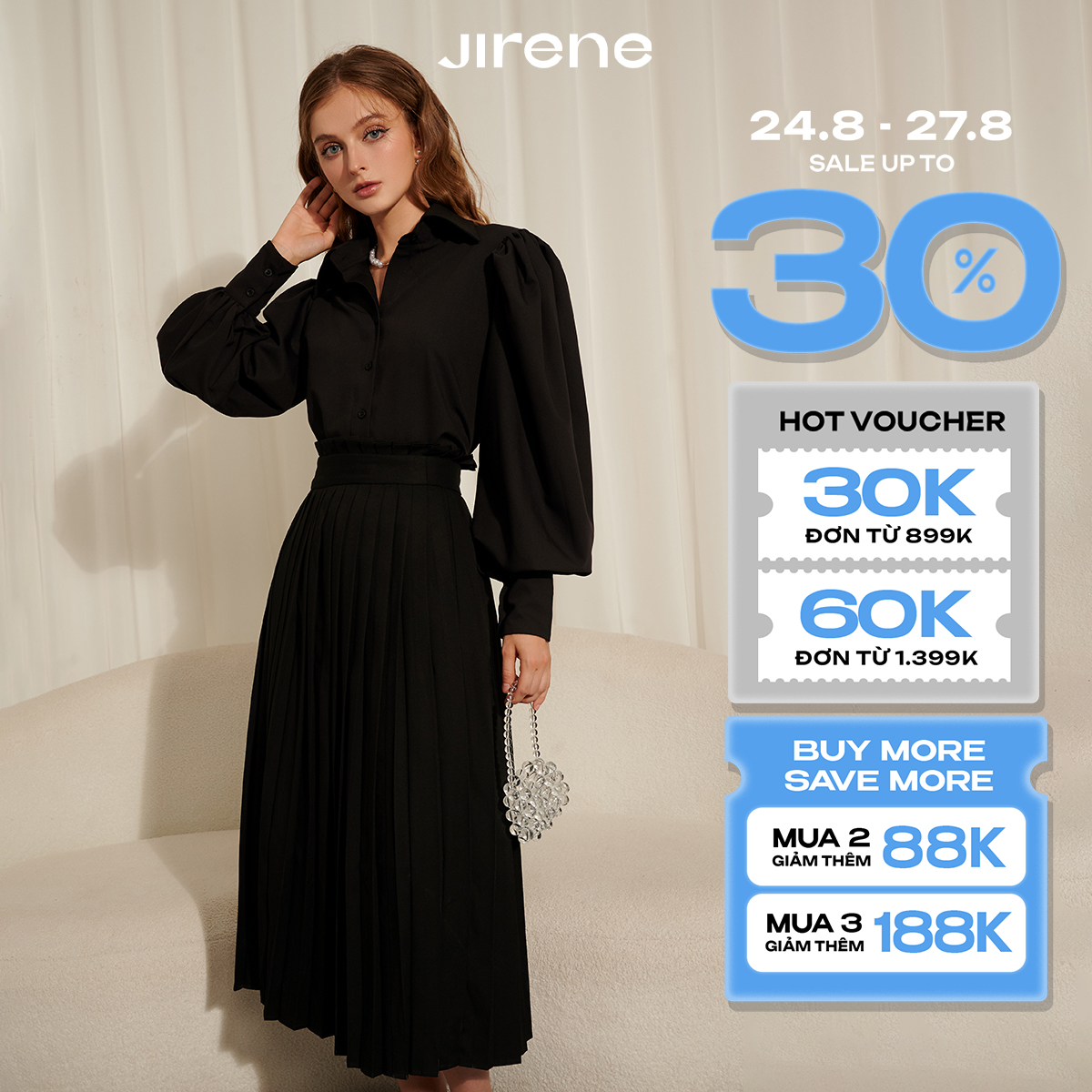 Sale up to 30% + vc 170k || sale up to 50% +vc 100k || jirene - chân váy - annie skirt - jin1sk01