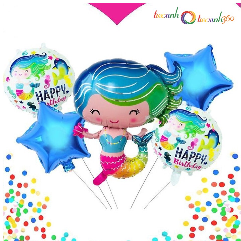 Combo bong bóng nàng tiên cá chibi trang trí sinh nhật