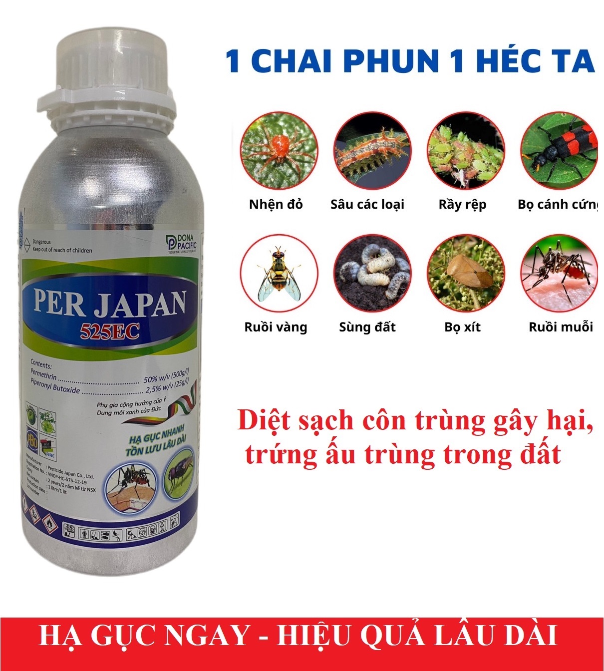 Thuốc diệt muỗi per japan 525ec và diệt ruồi vàng cho cây trồng...