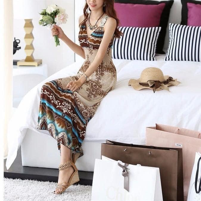 Đầm maxi thun lụa mềm mại - Lindashop
