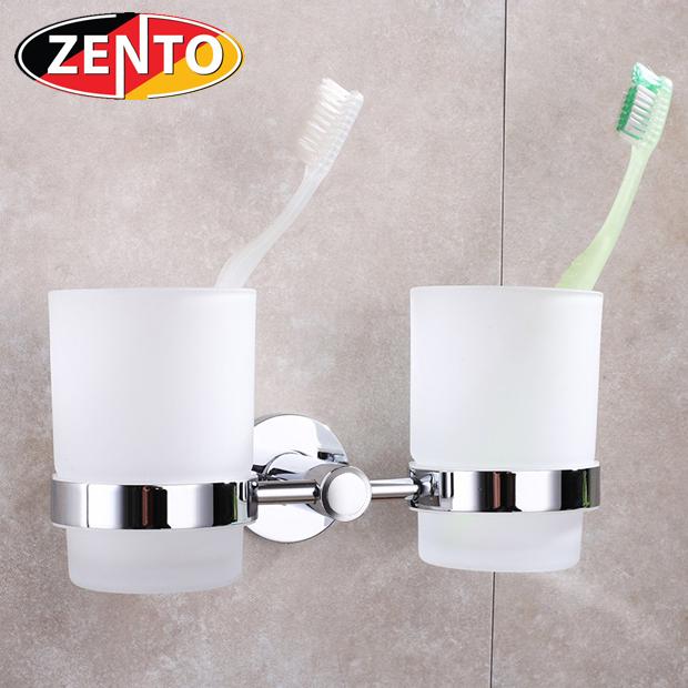 2 cốc thủy tinh kèm kệ đỡ inox zento ha4623