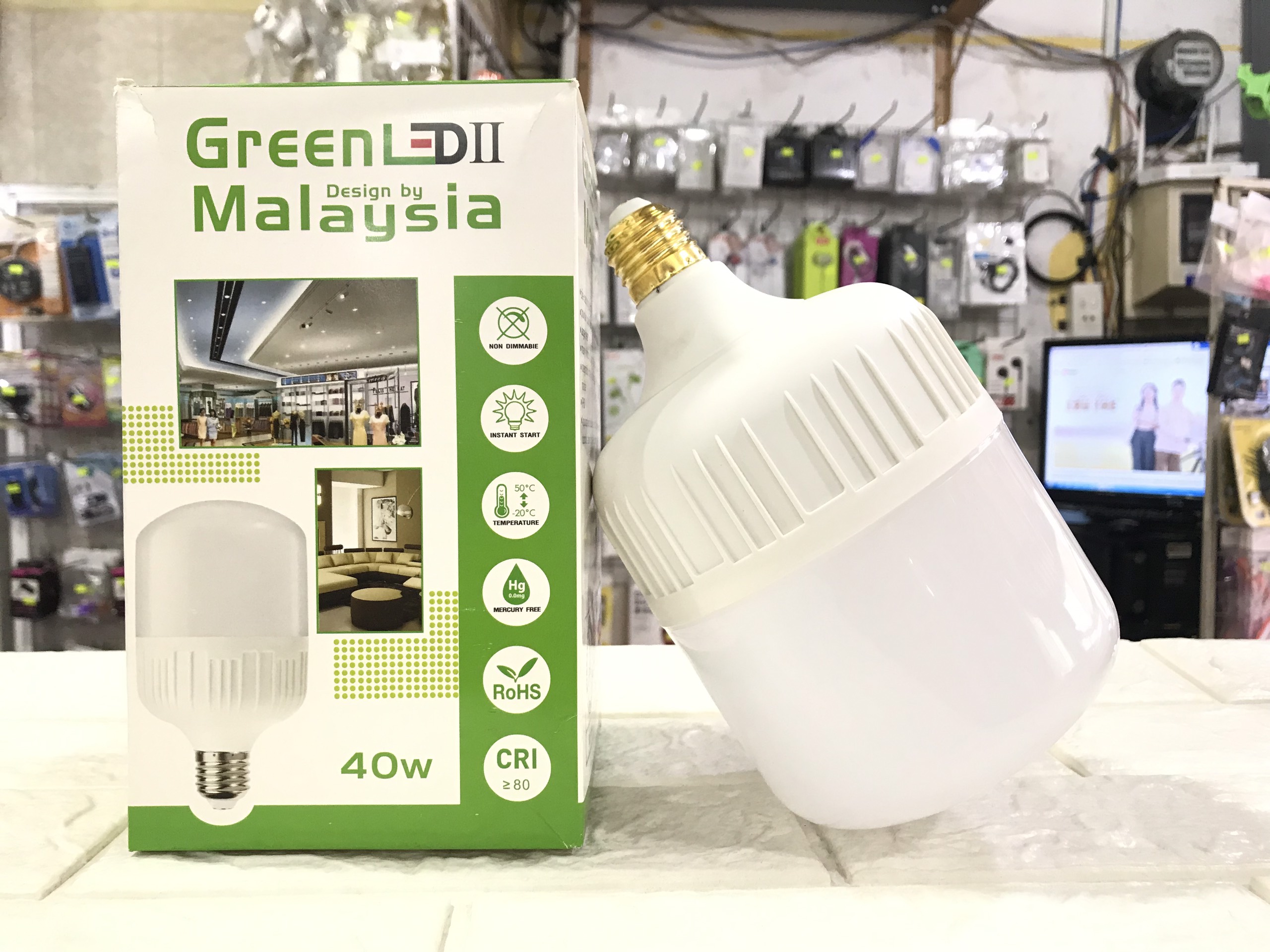 Bóng đèn led bulb trụ greenled malaysia 40w siêu sáng tiết kiệm điện