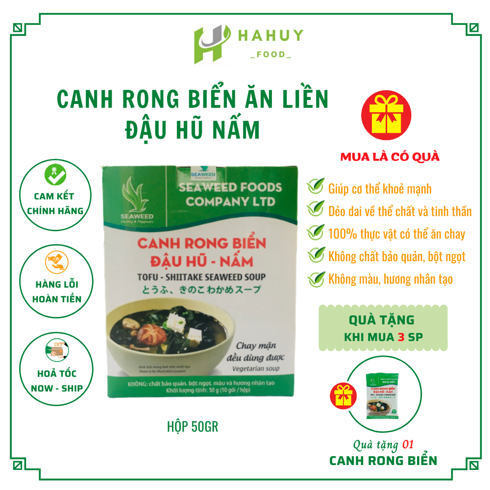 Canh rong biển đậu hũ nấm Nhật Bản - Canh rong biển ăn liền, gia vị nêm sẵn dùng làm canh, súp