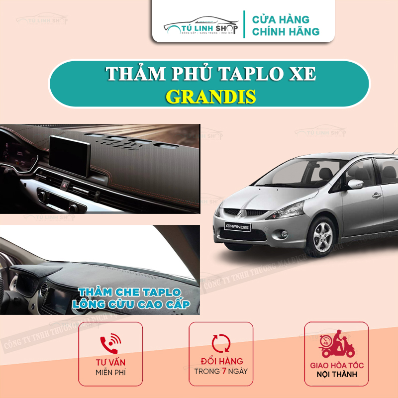 Thảm taplo grandis bằng lông cừu 3 lớp hoặc da cacbon