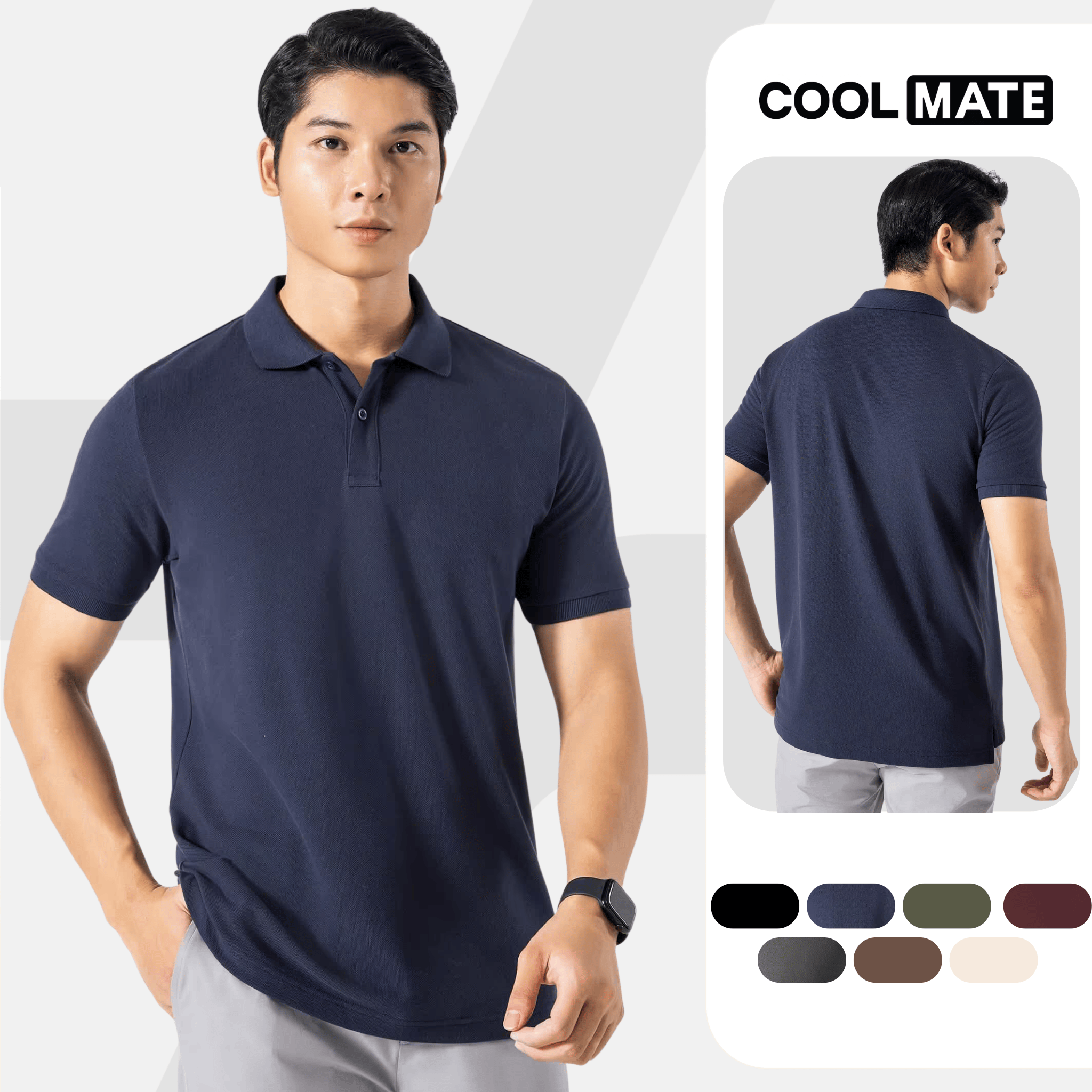 Áo thun nam Basic có cổ, Polo Pique 100% Cotton thoáng mát, thấm hút, ít xù lông - Coolmate