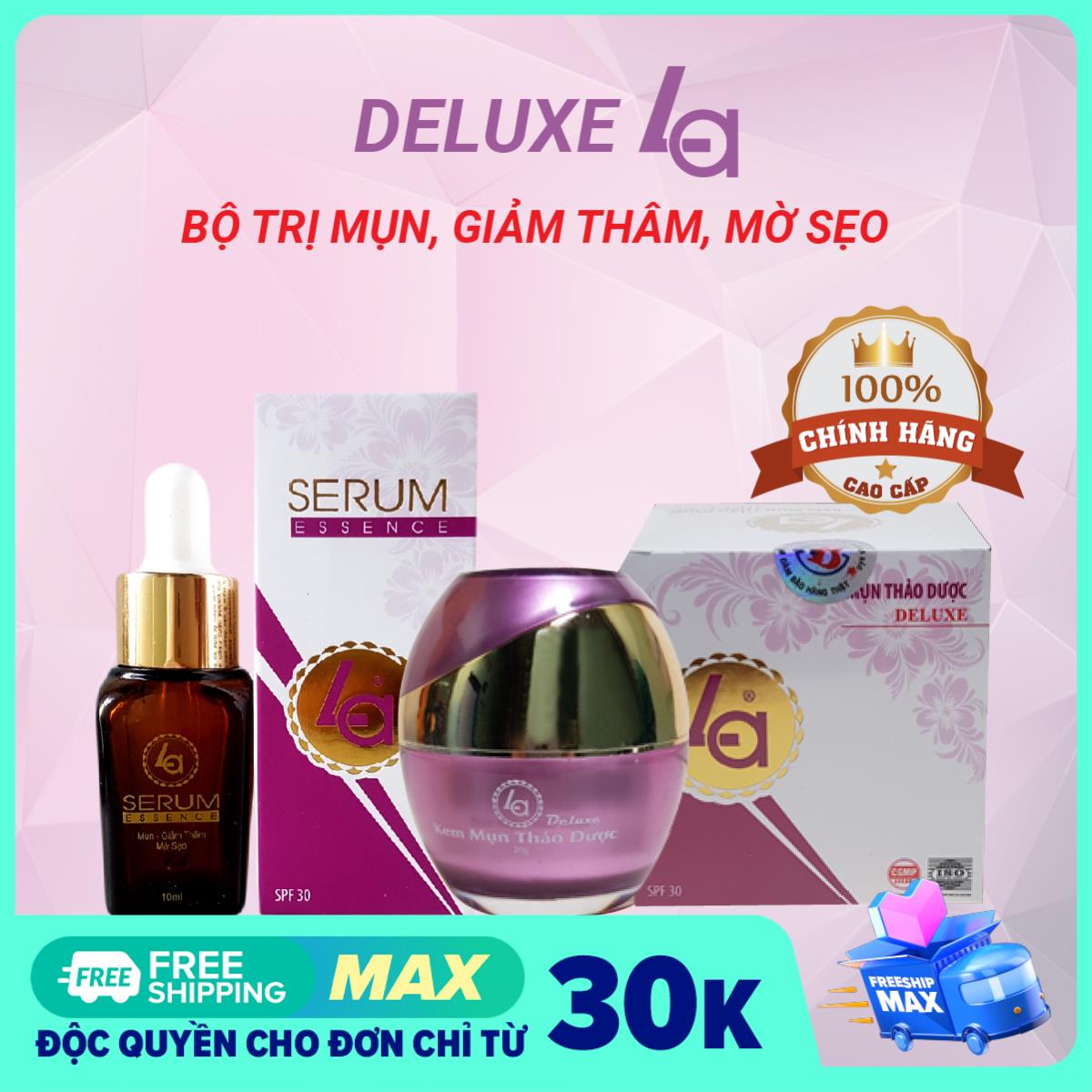 Bộ kem deluxe la tẩy mụn và serum xóa vết thâm thảo dược