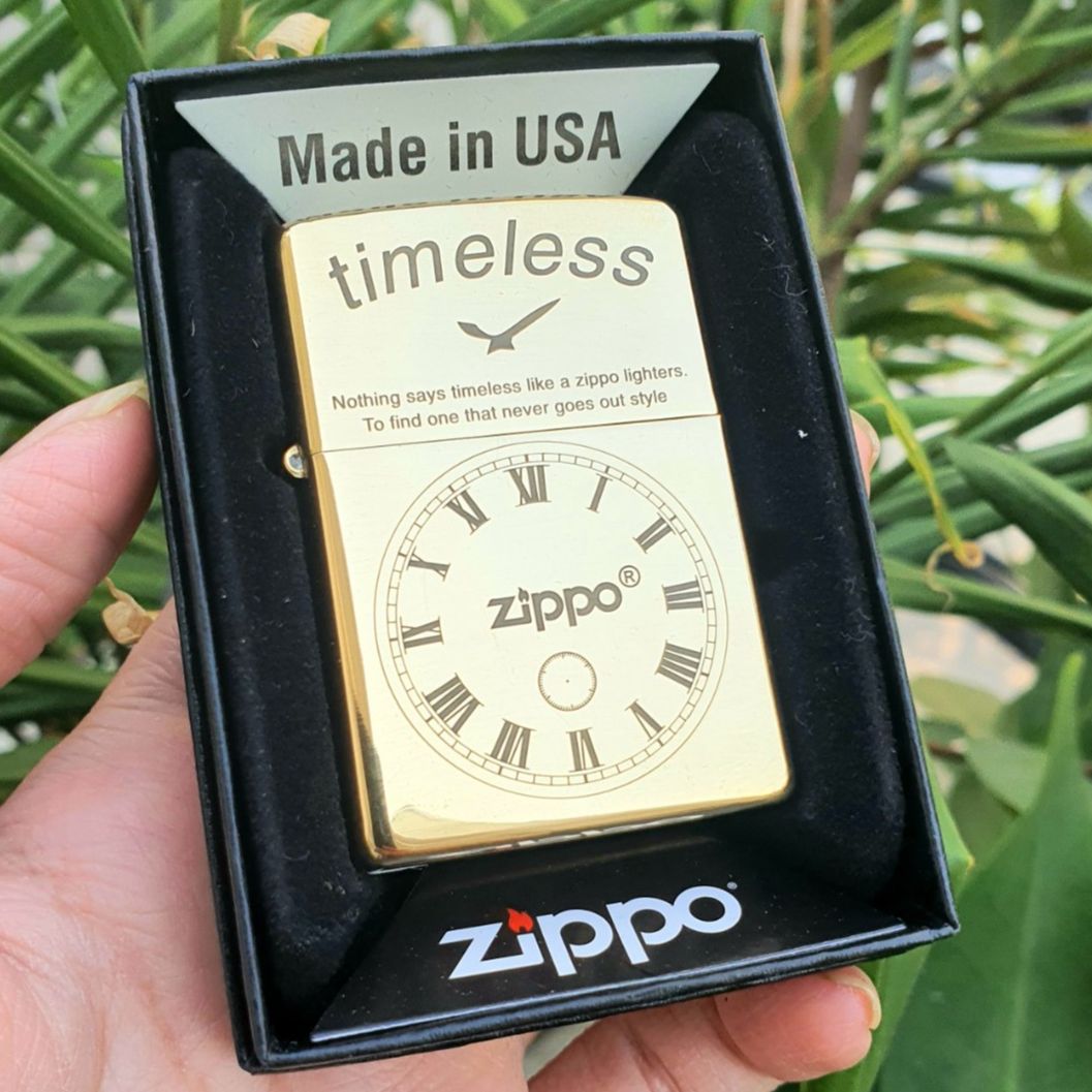 Bật Lửa Zippo Mỹ Đồng Hồ Timeless Thời Gian Ruột Đồng ( Tặng Chai Xăng Mini +  Đá Bấc Xịn ) Hột Quẹt Xăng Đá Độc Lạ