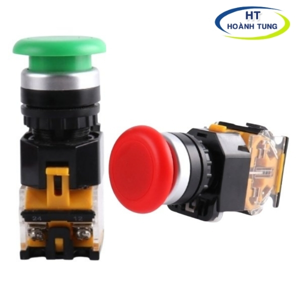 Công tắc nhấn đầu nấm dù nhả la38-11m và công tắc dừng khẩn cấp la38-11zs phi 22mm