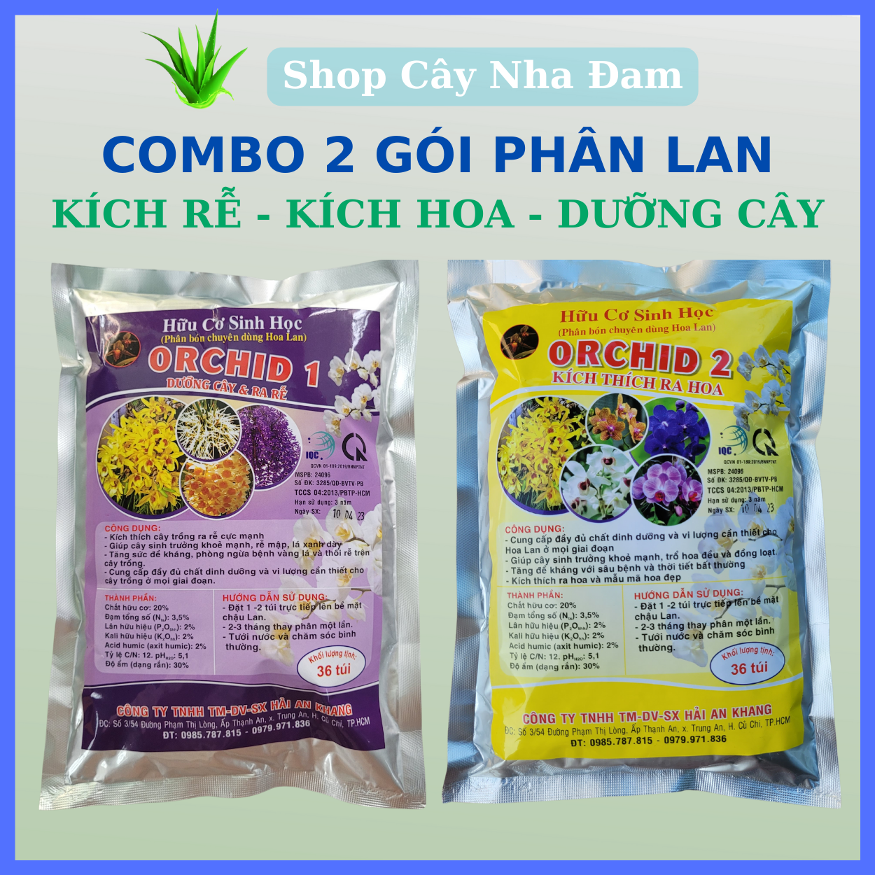 Combo 2 gói phân kích thích ra rễ, ra hoa cho lan, cây kiểng, dưỡng cây, tan chậm