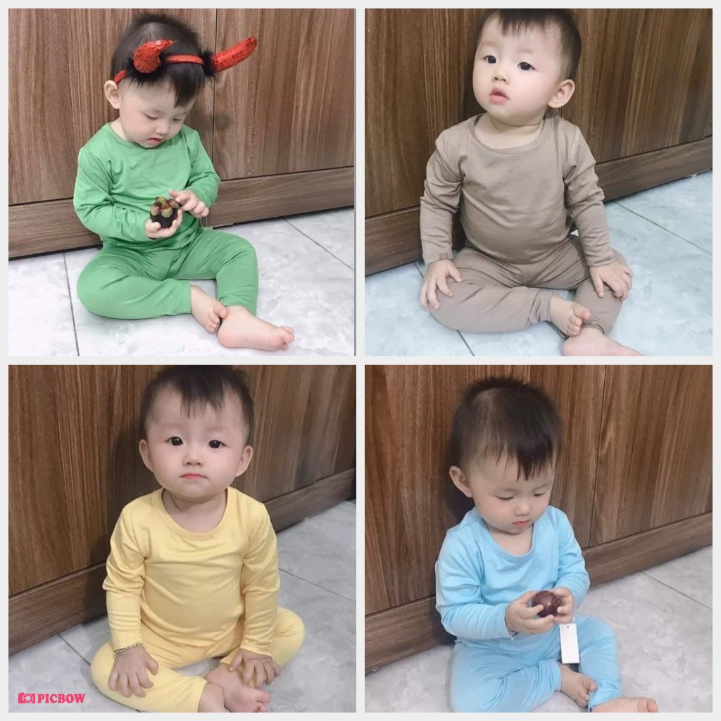 Đồ bộ quần áo dài tay cho bé chất thun lạnh bo gấu QATE781