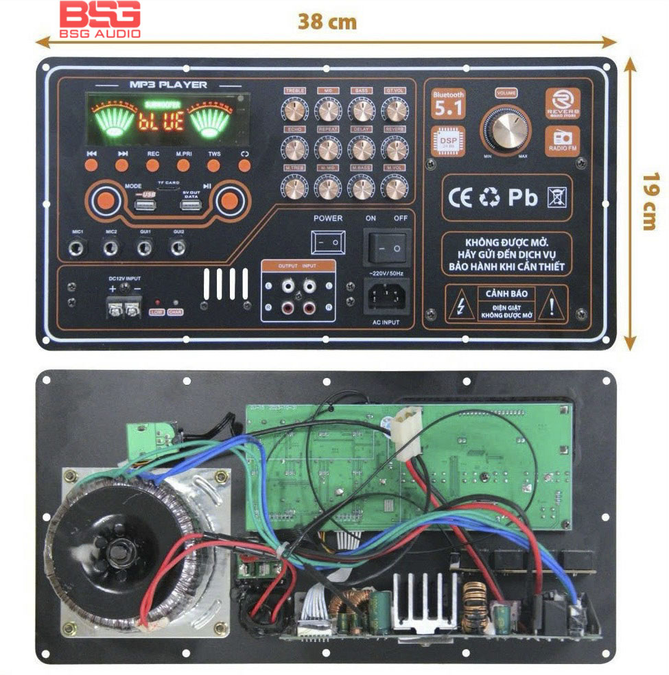 BO MẠCH LOA KÉO T215 ECHO DELAY + REVERB - 150W X 2 KÊNH
