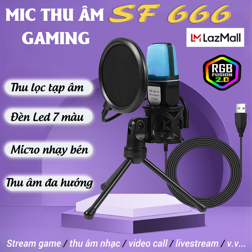 Micro Gaming SF666-R - Micro thu âm, livesatrem, video call, chơi game USB