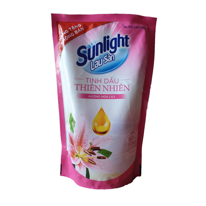 Nước lau sàn Sunlight hương hoa diên vỹ tinh dầu thiên nhiên sạch bóng vượt trội túi 550g