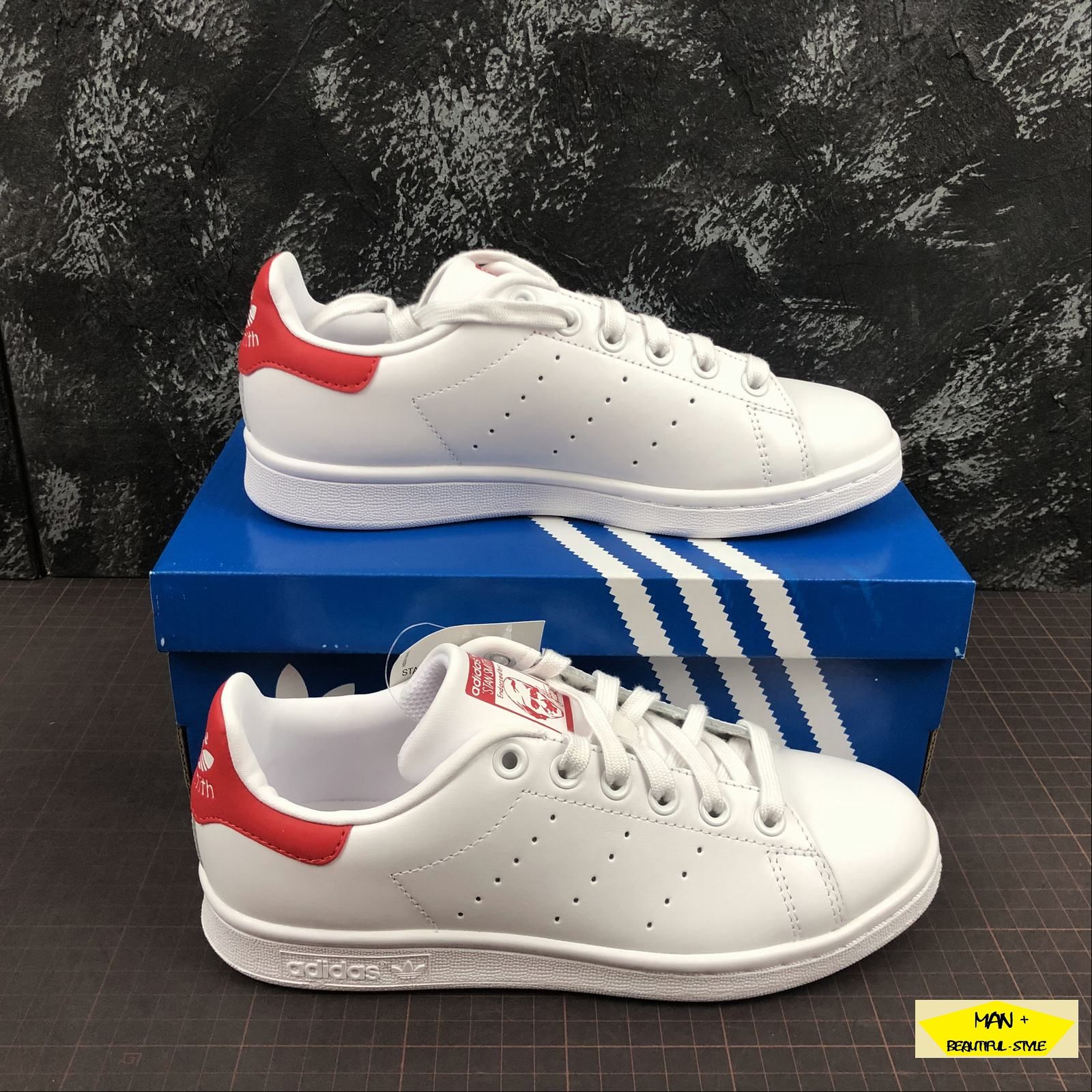 Giày thể thao sneaker Stan Smith trắng gót đỏ bản cao cấp năng động, cá tính dành cho nam nữ
