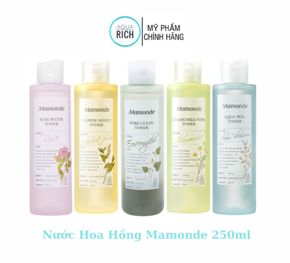 Nước Hoa Hồng Mamonde Diếp Cá Hoa Hồng Rau Má  250ml 150ml 25ml