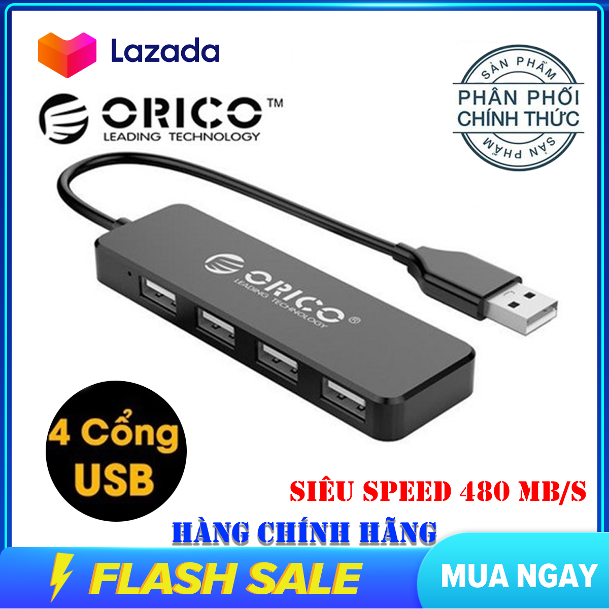 [BẢO HÀNH 12 THÁNG] Hub USB ORICO 4 Cổng FL01- tốc độ 480 Mbps/S - Bộ Chia USB ORICO 4 Port