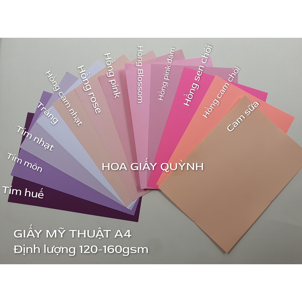 Xấp 100 tờ giấy mỹ thuật a4 _tông hồng -tím