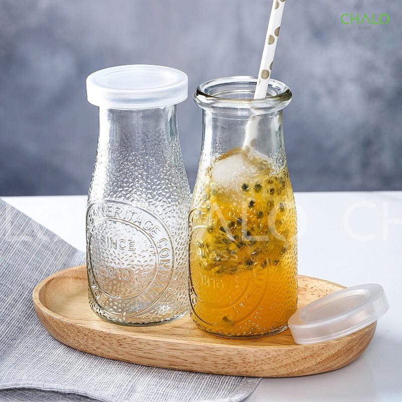 CHAI THUỶ TINH HERITAGE 222ML - NẮP NHỰA CHỐNG HAN RỈ, CHAI THUỶ TINH ĐỰNG NƯỚC ÉP, CHAI ĐỰNG SỮA, CHAI ĐỰNG NƯỚC ĐA NĂNG