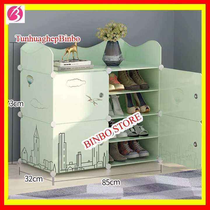 [Mẫu mới] - TỦ GIÀY nhựa lắp ghép 8 ngăn lượn sóng -Tủ nhựa đựng giày lắp ghép - Kệ để giày - Giá giày dép đa năng bền đẹp để được 16 đôi giày
