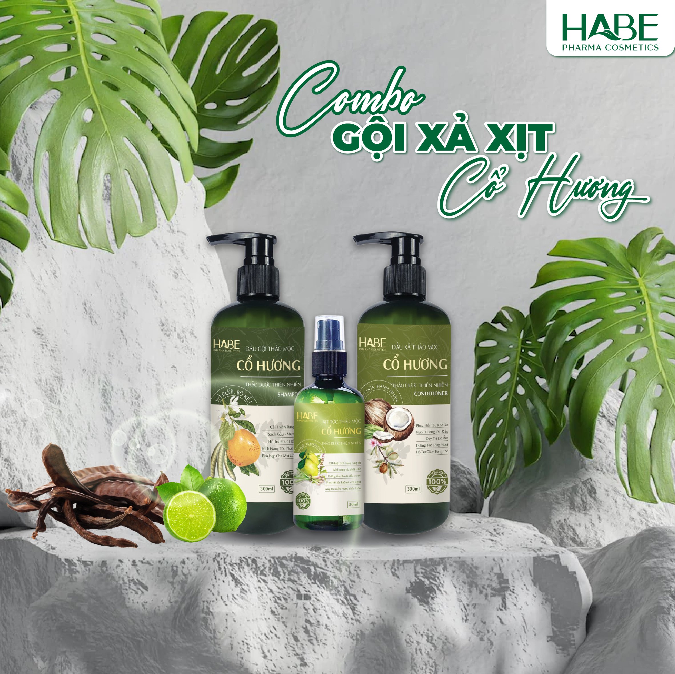 Combo gội xả xịt cổ hương
