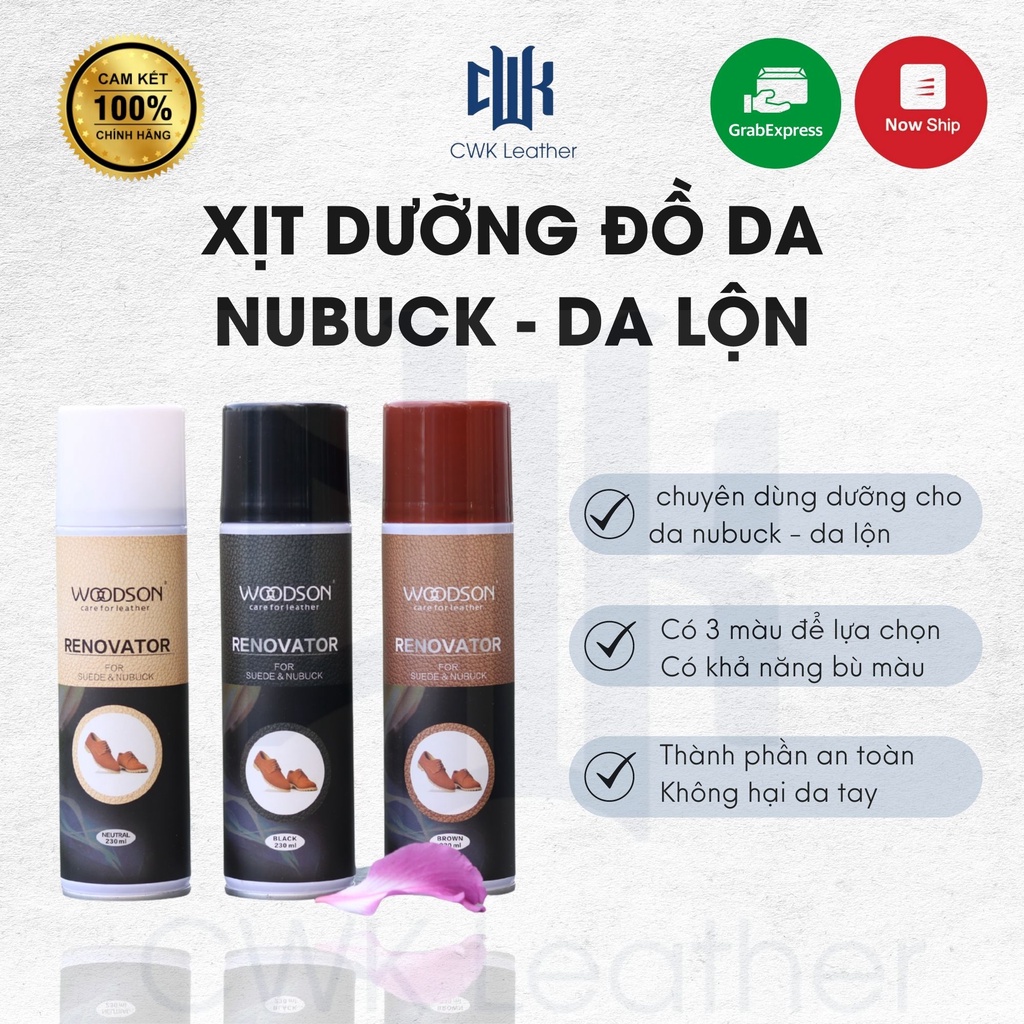 Chai xịt dưỡng nubuck và da lộn Woodson: giày, túi xách, ví, áo da lộn