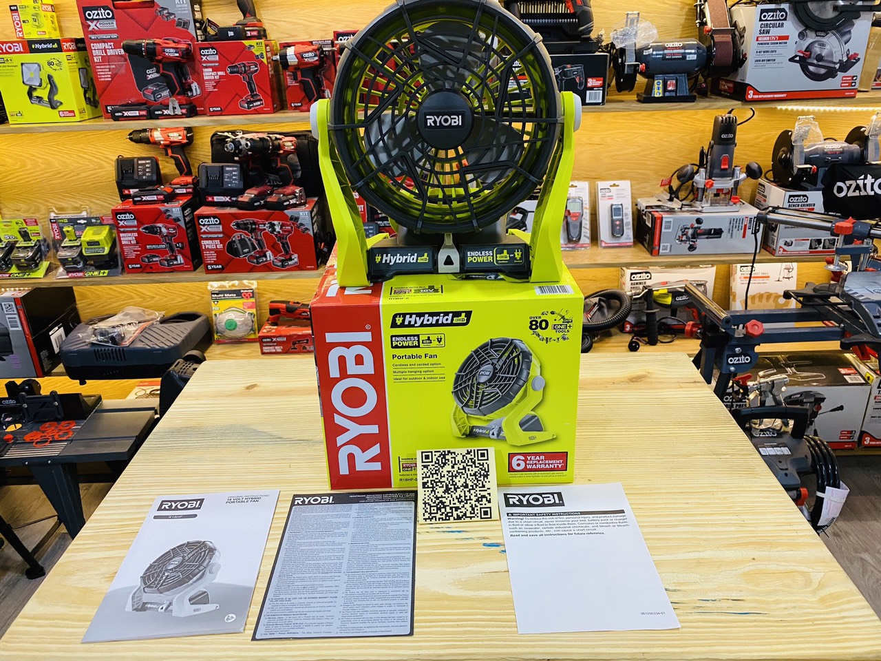 Thân máy quạt pin 18v ryobi one+ r18hf-0 hàng mới 100%