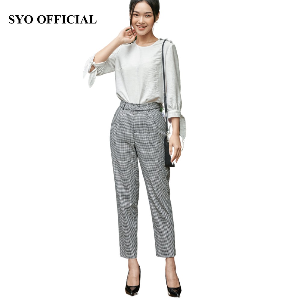 Quần Baggy Lé Cạp Họa Tiết Houndstooth Q3001-21