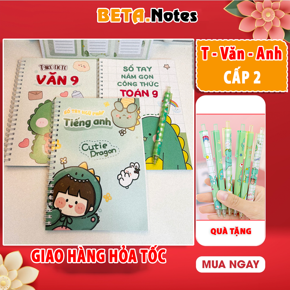 Combo 3 sổ takenote Văn Toán Anh cấp 2, sổ tay ghi chú lò xo xoắn a5, a6 hoặc sổ còng đóng binder - takenotes beta