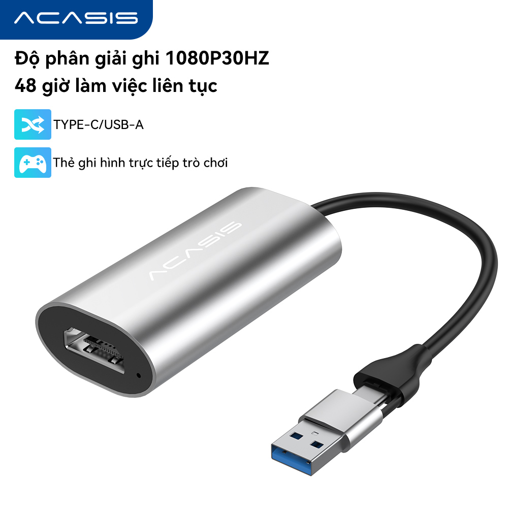 ACASIS Thẻ Thu Video HDMI Mini Hộp Ghi Video USB 2.0 HDMI Cho PS4 Máy Quay Phim DVD Trò Chơi Máy Ảnh HD Ghi Hình Phát Trực Tiếp