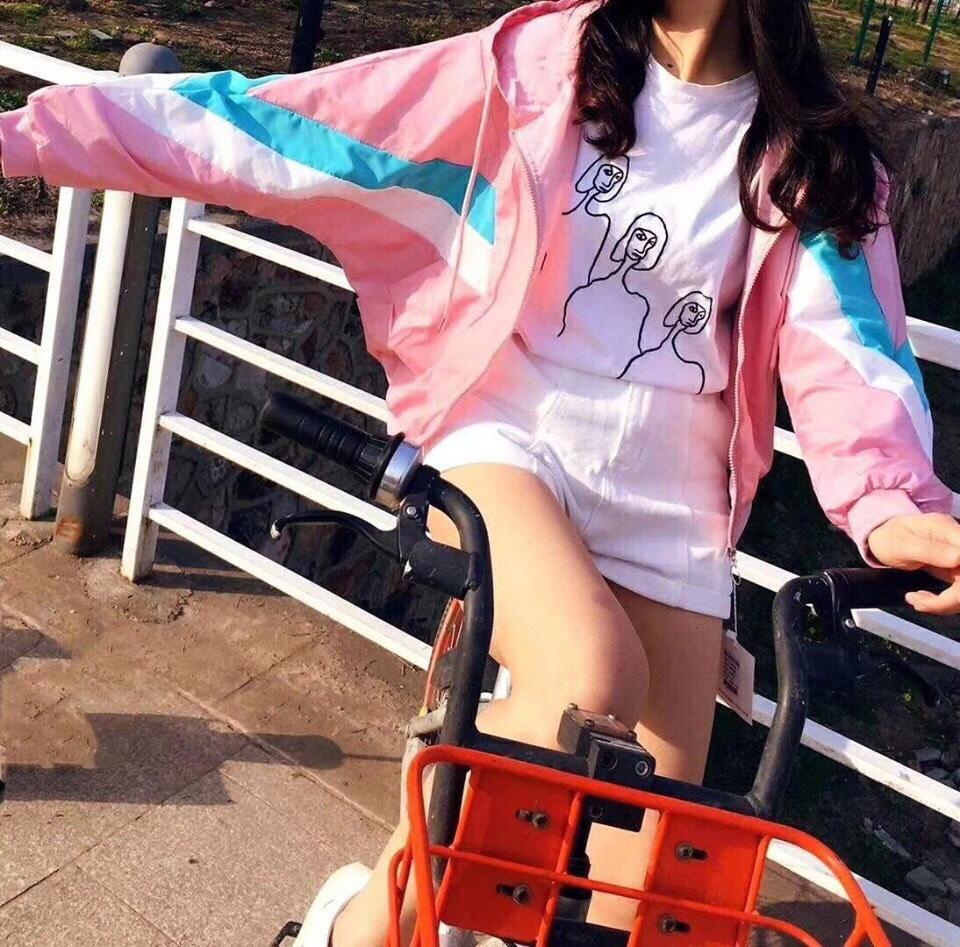 Áo khoác dù phối màu 2 lớp siêu dễ thương cho chị em 2019