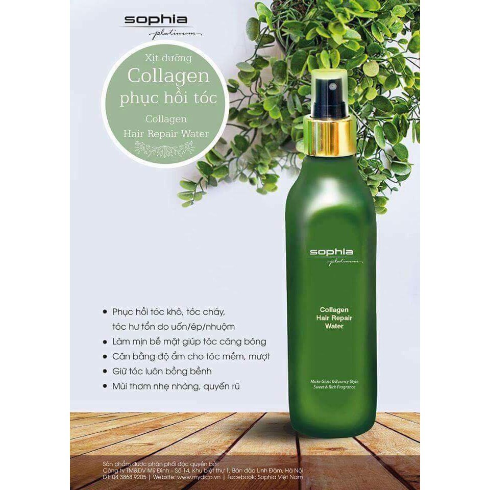 Xịt dưỡng phục hồi tóc Sophia Platinum Collagen Hair Repair Water 250ml
