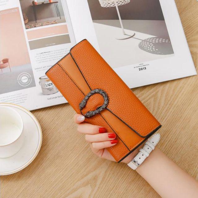 Ví cầm tay dài khoá đầu rồng 4 màu