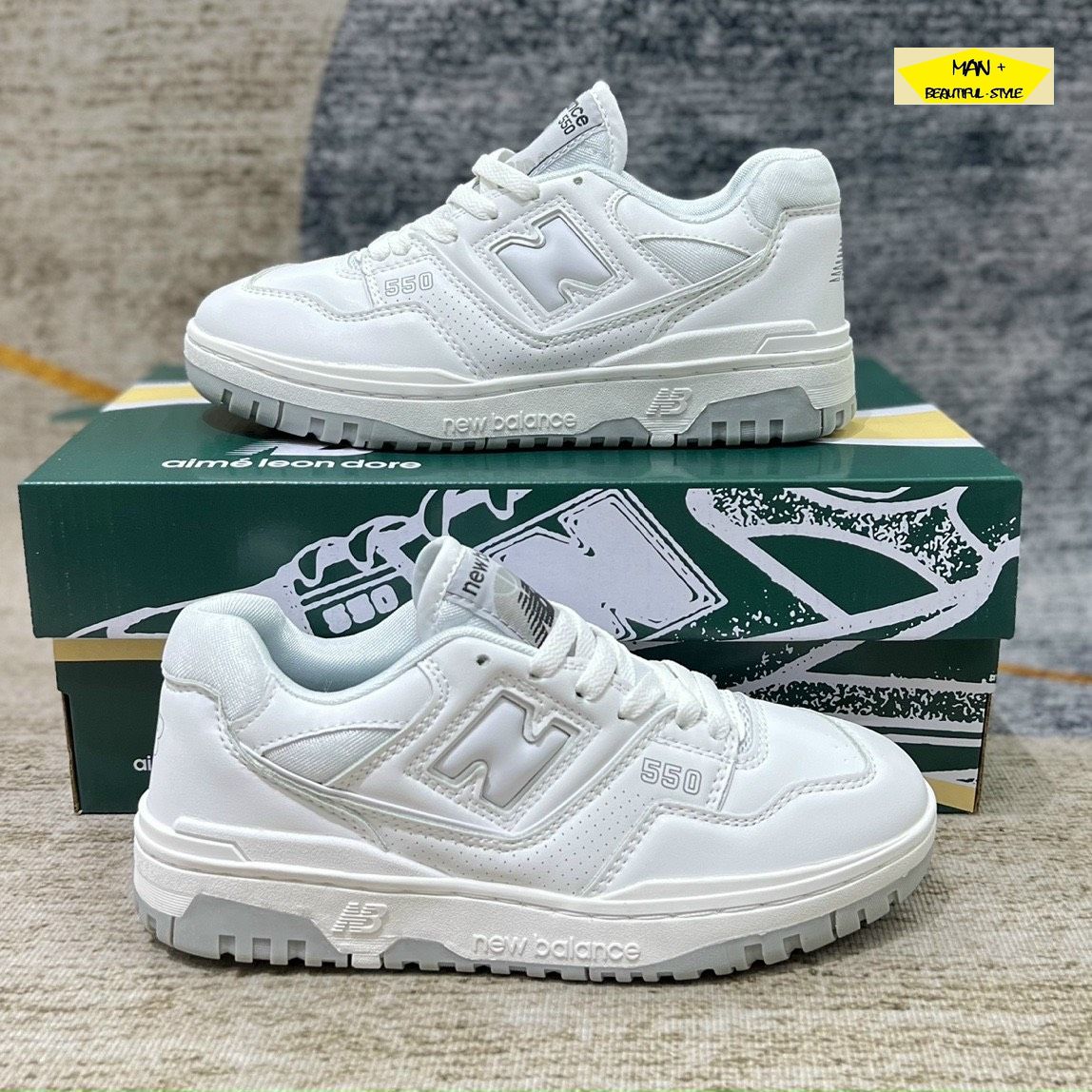 Giày thể thao sneaker New Balance 550 White grey trắng đế xám siêu đẹp dành cho nam nữ. NB 550, Giày NB550 trắng