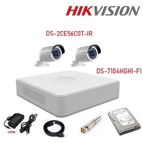 [HCM]Trọn Bộ Camera HIKVISION 1.0MP - Đủ Bộ 2 mắt 1.0MP Đầu ghi vỏ Kim loại Hdd 500Gb & Phụ kiện lắp đặt - Hàng chính Hãng