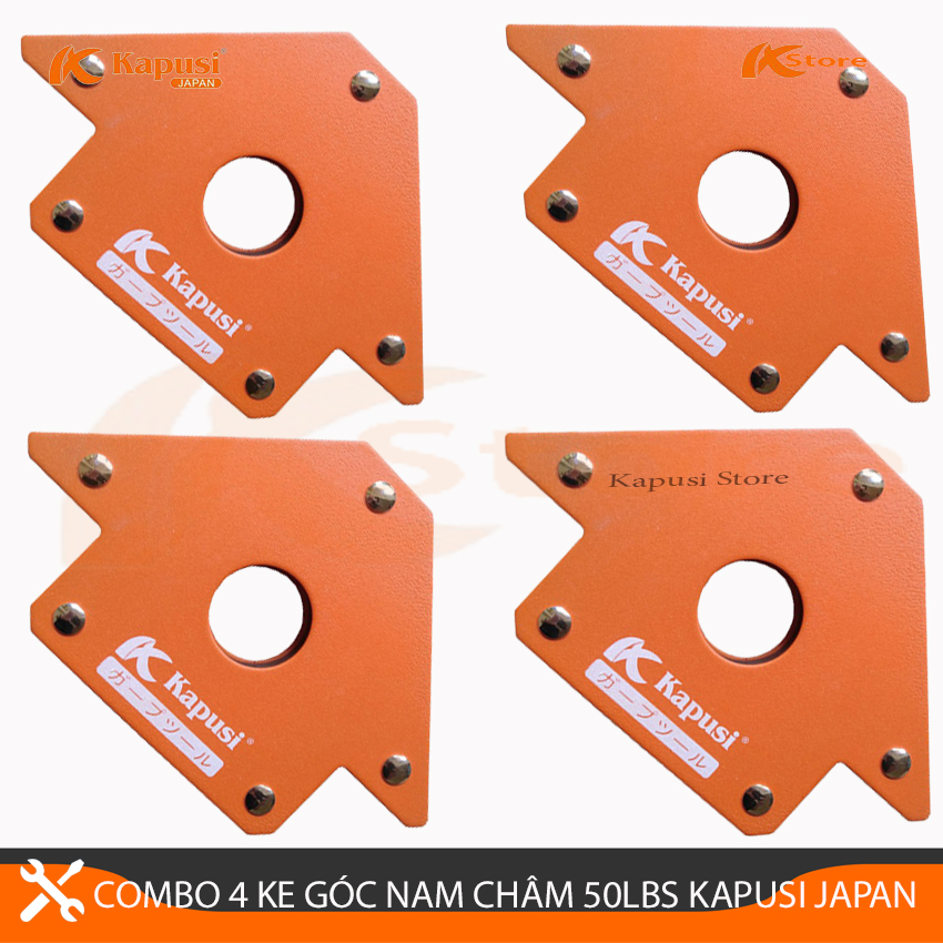 COMBO 4 KE GÓC NAM CHÂM 50LBS KAPUSI JAPAN K-2022, Nam Châm Ke Góc Vuông 22KG ( 12x12x2cm)