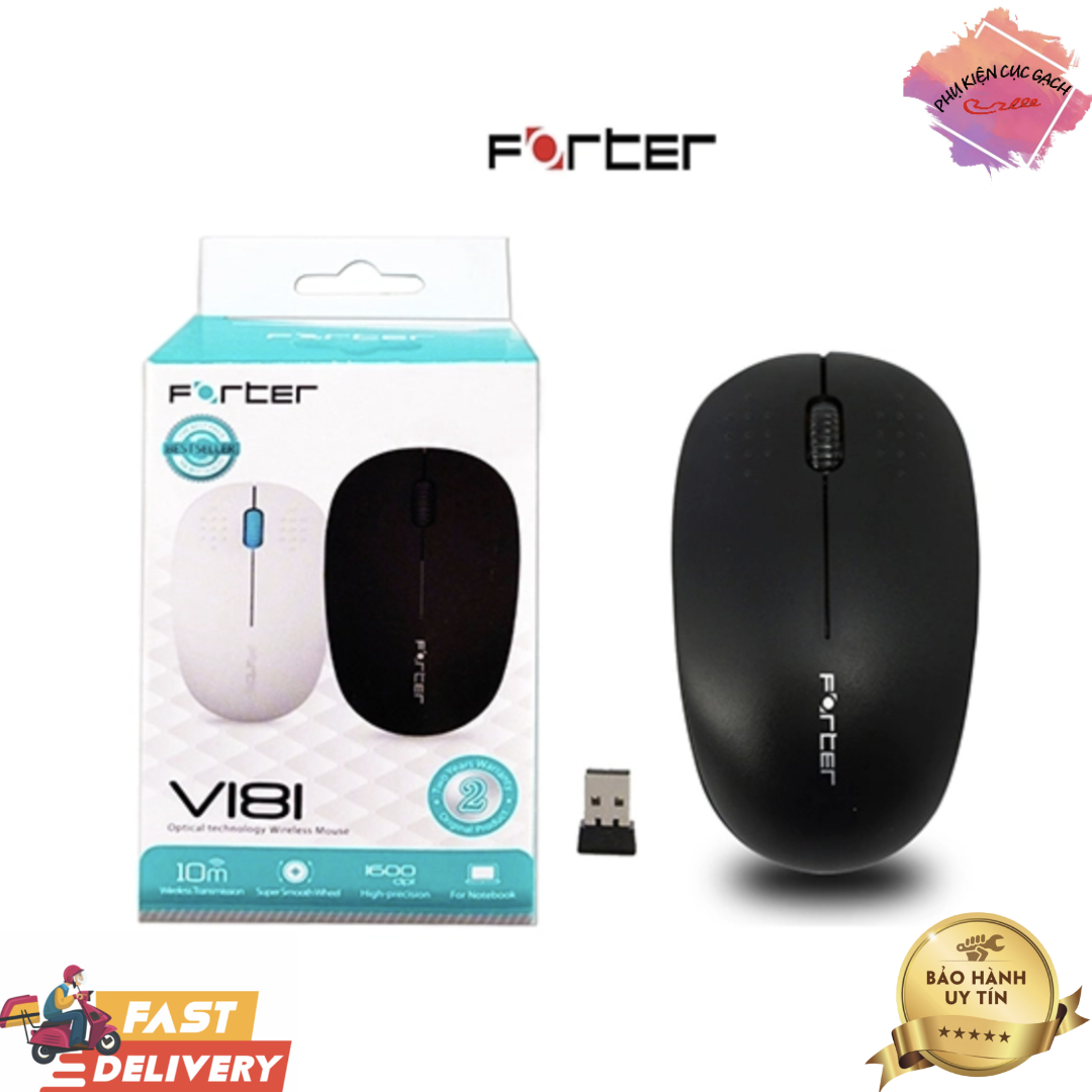 Chuột không dây Forter V181 độ nhạy cao tặng kèm pin AA bảo hành chính hãng chuột máy tính
