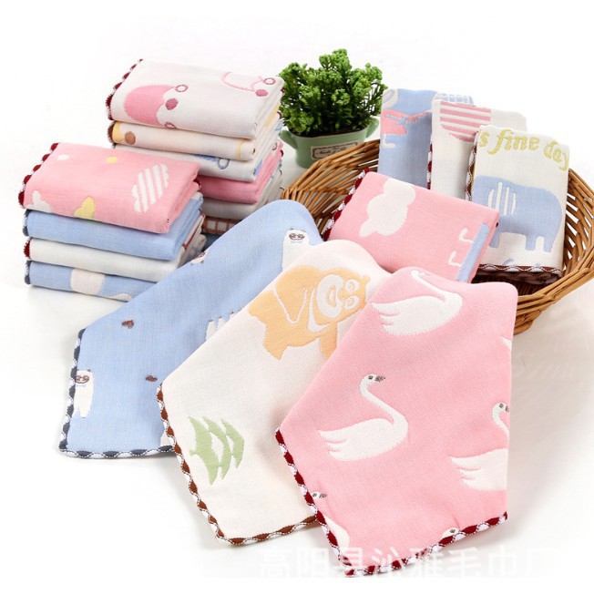 Bán Lẻ 1 Chiếc Khăn Rửa Mặt Xô 4 Lớp Sợi Tre Cho Bé Lee Kid, Khăn Xô Rửa Mặt Cotton Mềm Mịn Cho Bé Có Họa Tiết