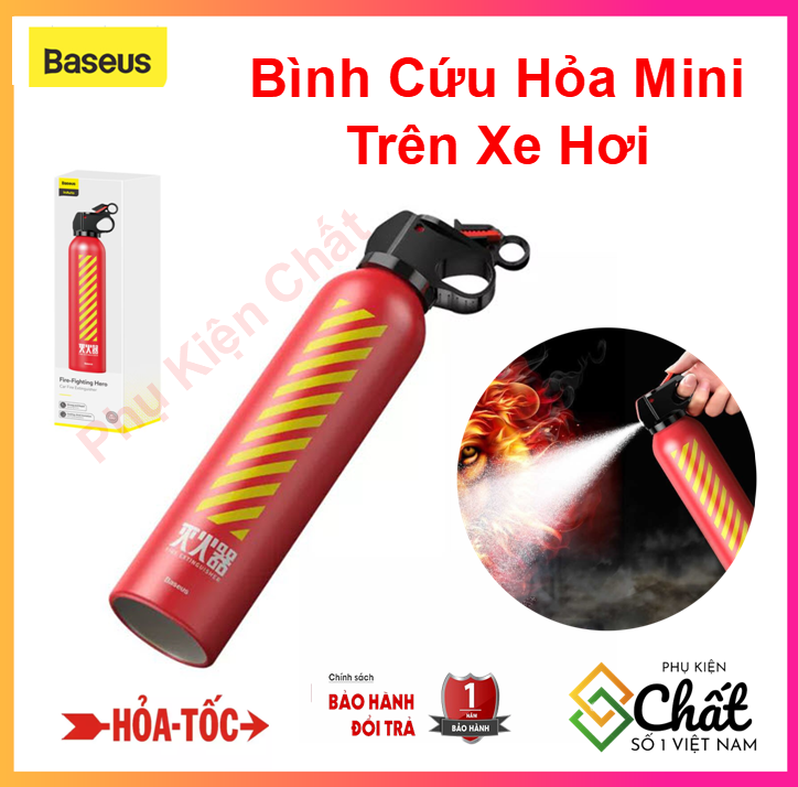 Bình cứu hỏa Mini trên xe ô tô - Baseus Fire-fighting Hero Car Fire Extinguister Dạng bột 620ml an toàn dễ sử dụng.