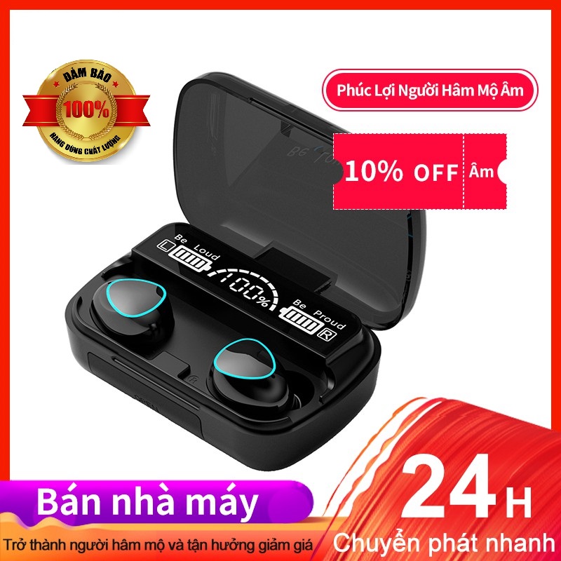 Tai nghe bluetooth không dây m10 phiên bản pro nâng cấp pin trâu 3000mah , nút cảm ứng , màn hình led gaming , chống nước