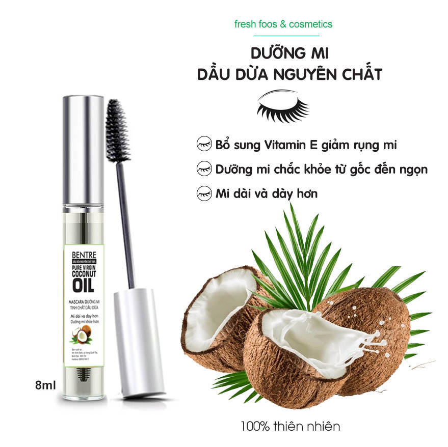 Dưỡng mi dài và dày từ dầu dừa nguyên chất-kích thích mọc mi-chống rụng mi - fresh foo &cosmetics