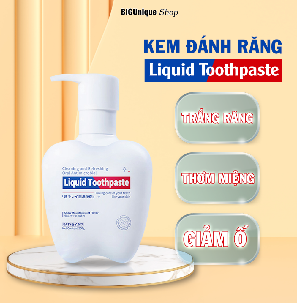 Kem đánh răng liquid toothpaste dạng lỏng giúp răng trắng sáng, loại bỏ ố vàng, hơi thở thơm mát