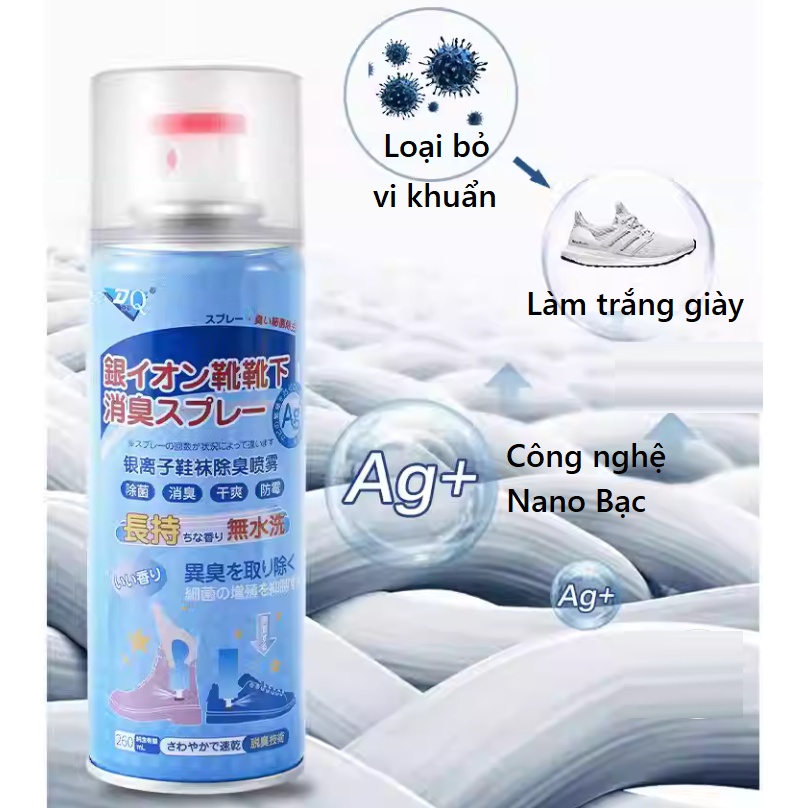 XỊT GIẦY CHỐNG HÔI CHÂN NANO BẠC. CHAI XỊT GIÀY CHỐNG HÔI CHÂN MÙI THƠM TỰ NHIÊN