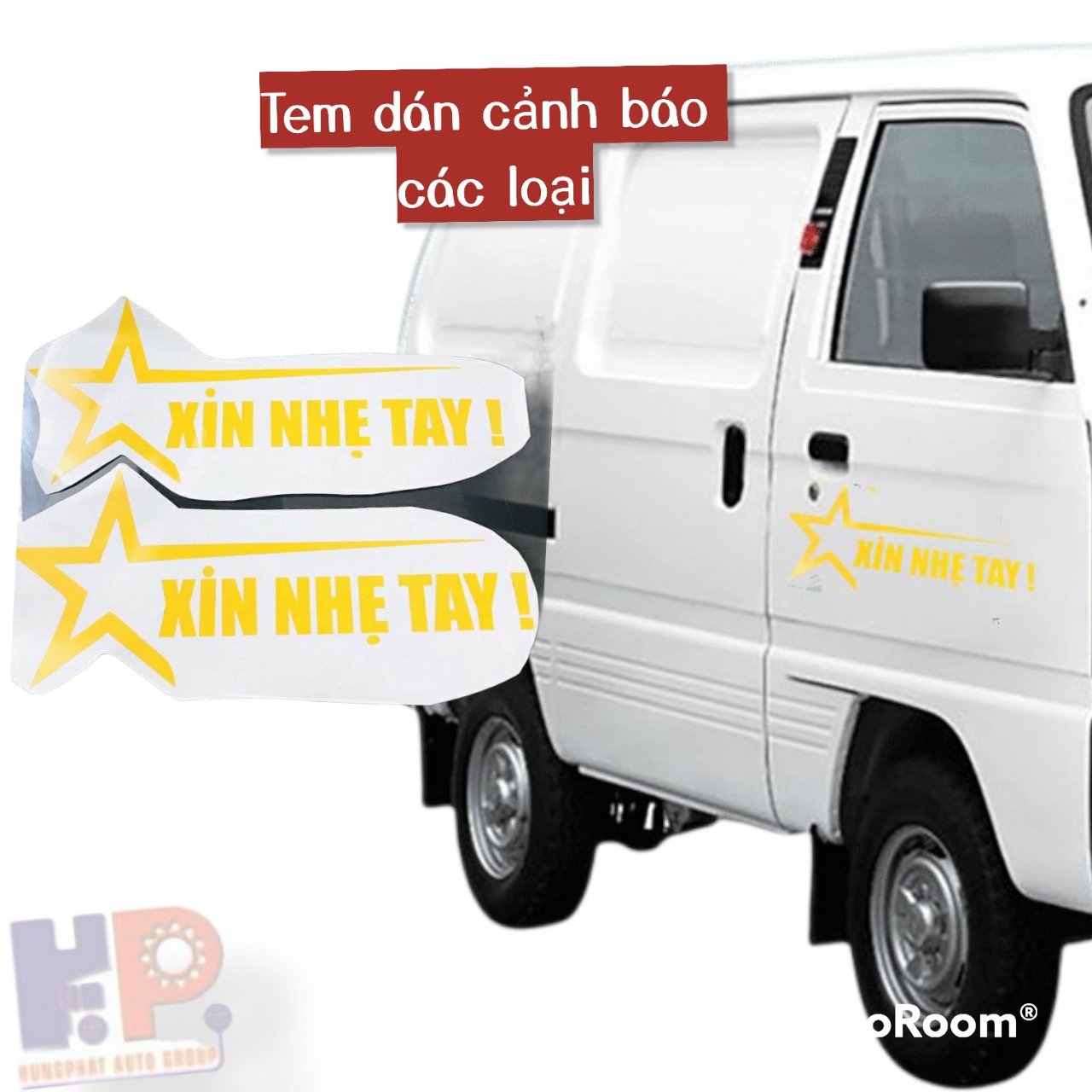 Decal tem dán xe tải , logo cảnh báo   "XIN NHẸ TAY "CHO HAI BÊN CÁNH CỬA