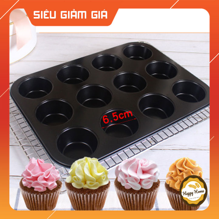Khuôn cupcake muffin 12 lỗ, 24 lỗ màu đen chống dính - hàng mới về