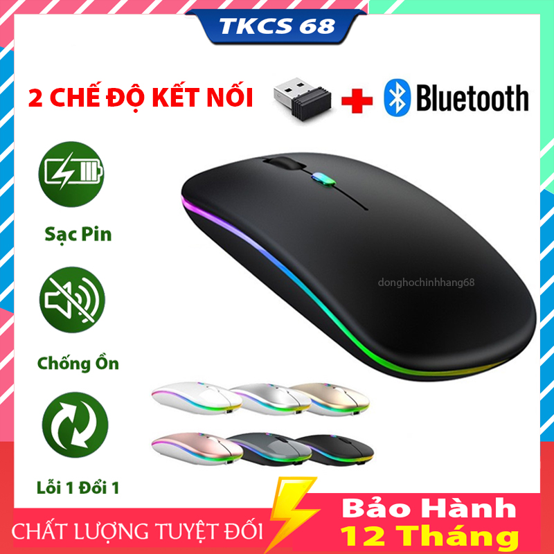 Chuột Không Dây Bluetooth A68 Pro Bản Nâng Cấp Của Chuột A2 Dùng Pin Sạc, Click Không Gây Tiếng Ồn Bảo Hành 1 Năm