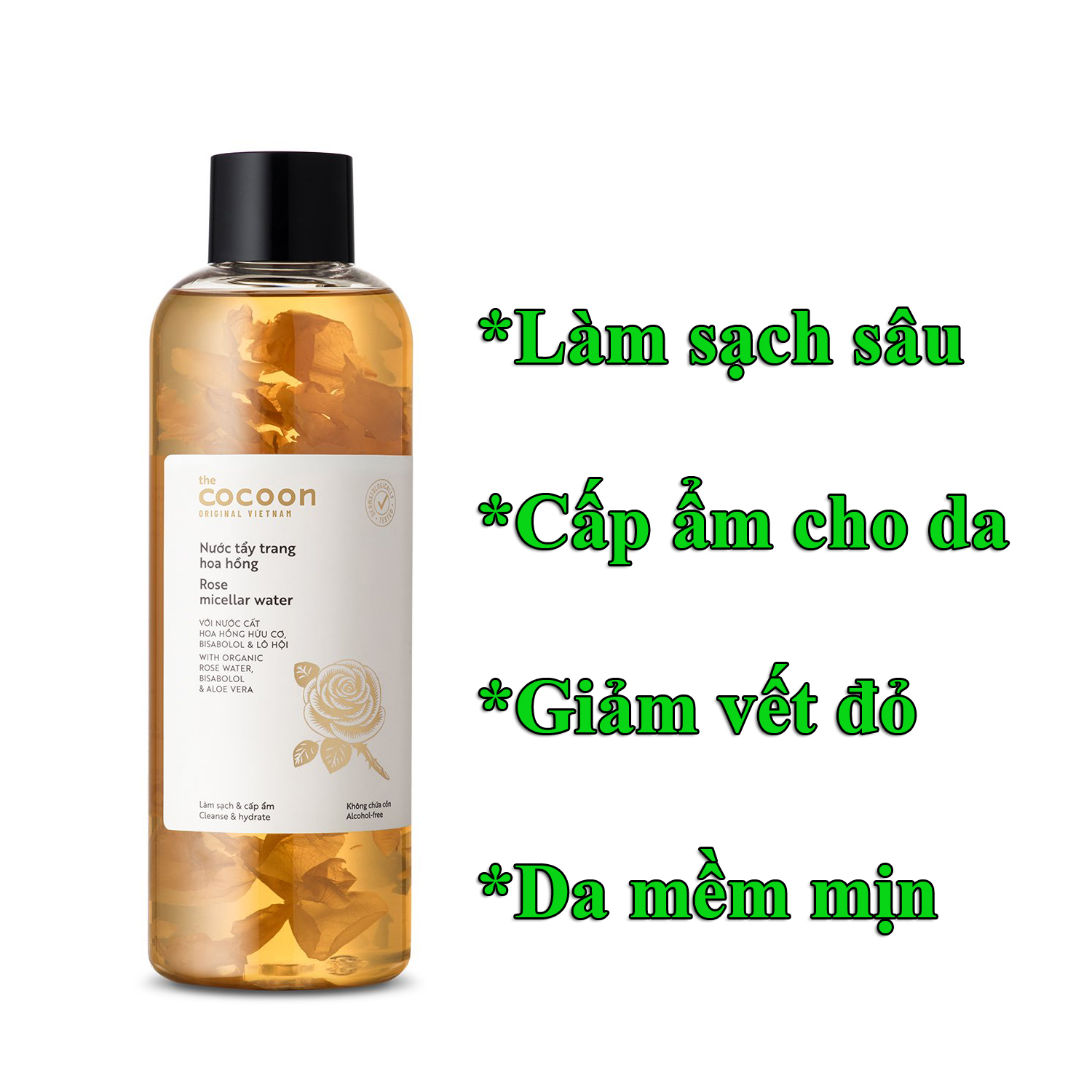 Nước tẩy trang hoa hồng Cocoon 500ml làm sạch sâu lớp trang điểm, bụi bẩn, cấp ẩm cho da, mang lại làn da sạch và mịn màng Mỹ Phẩm Sỉ Emer