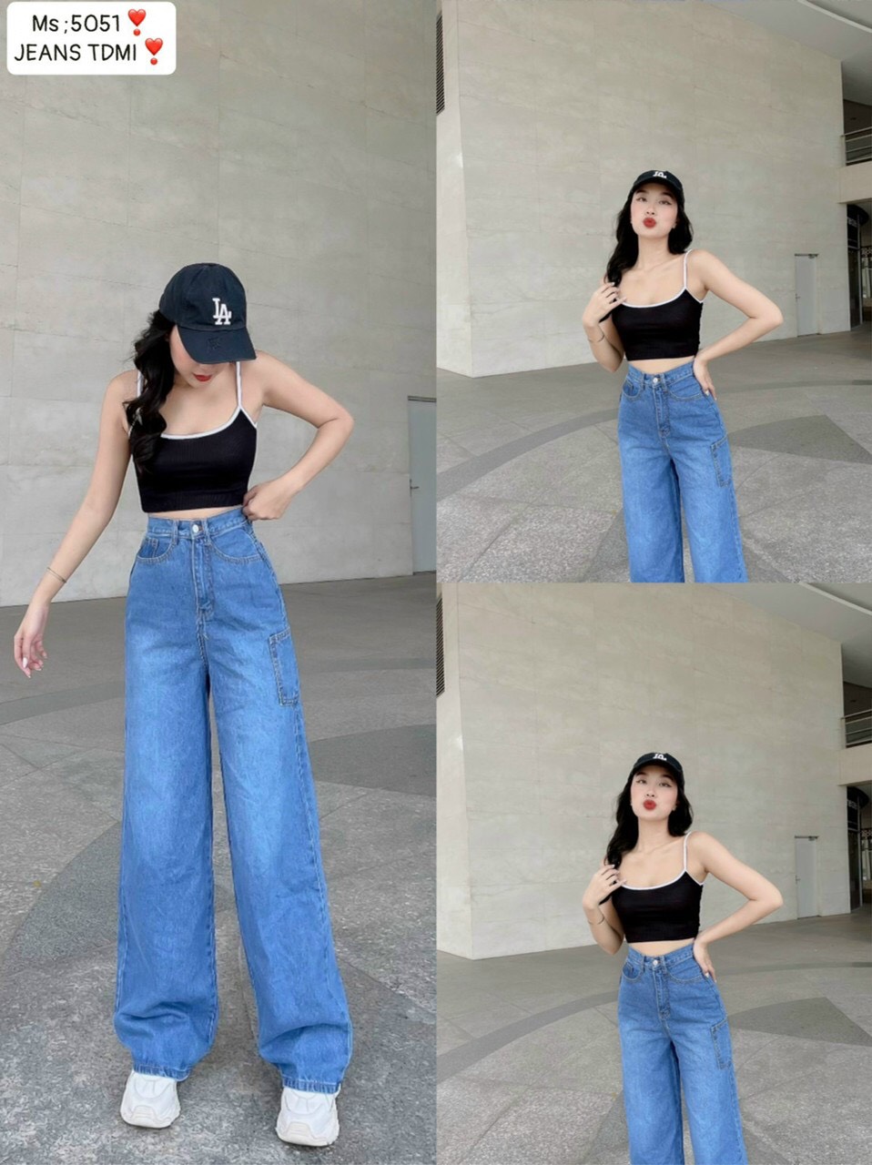 Quần jeans nữ loa ống suông lưng siêu cao cực tôn dáng.