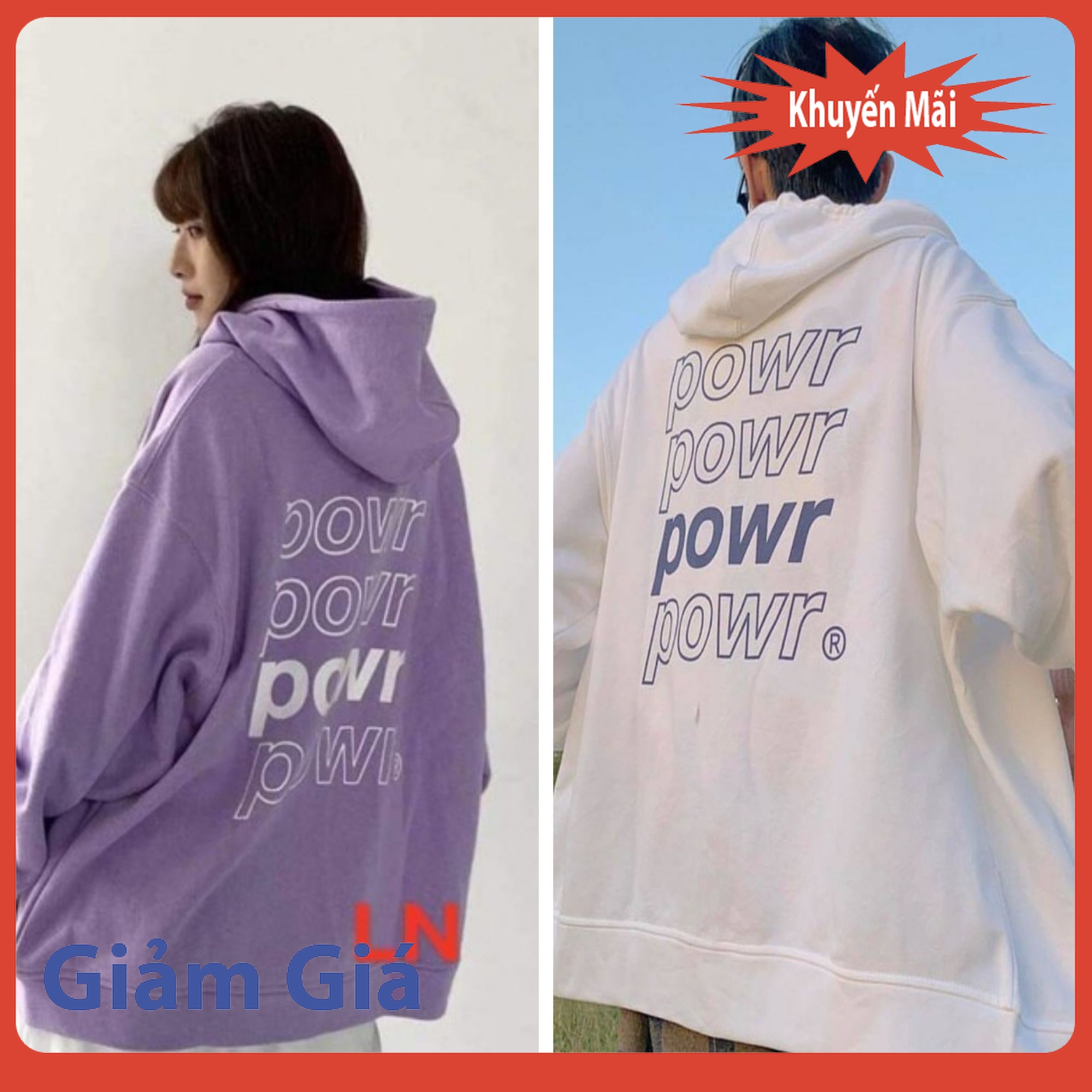 Áo Khoác Hoodie Nỉ Unisex Form Rông POWR Nam Nữ Đều Mặc Được Kiểu Khóa Kéo Vải Nỉ Lót Lông Dày Dặn Mũ Rộng Cao Cấp Giá Rẻ Trùm Mông 2 Túi Trước Hình Dễ Thương Màu Vàng Đen Trắng Xanh Tím