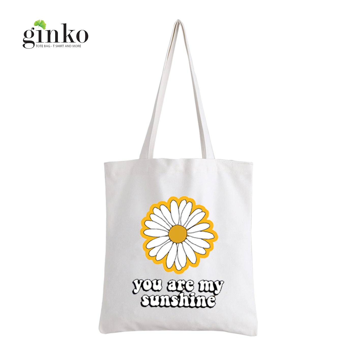 Túi Vải Tote GINKO Kiểu Basic Dây Kéo In Hình You Are My Sunshine